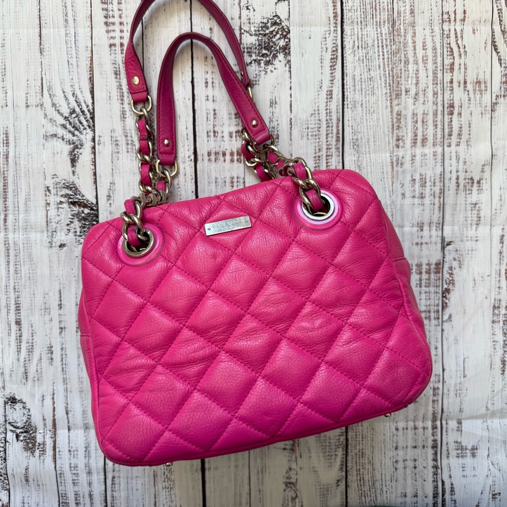 Kate Spade Pink Quilted Leather Chain Strap Women's Bag
